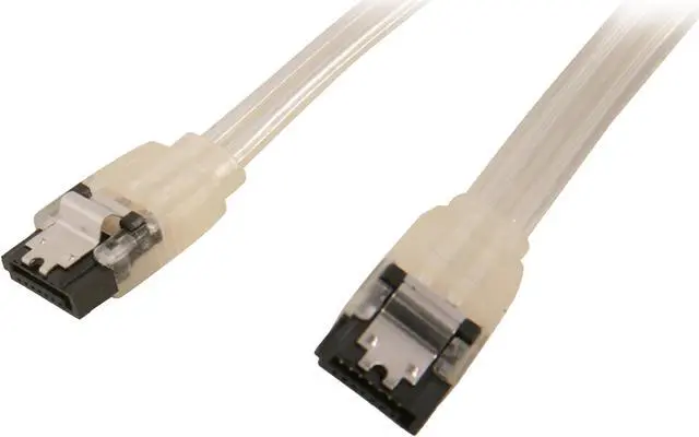 Main image of OKGEAR 18" SATA 6 Gbps Cable W/ Metal Latch, Straight to Straight, GLOW IN DARK, Backward Compatible with 3 Gbps and 1.5 Gbps - OEM