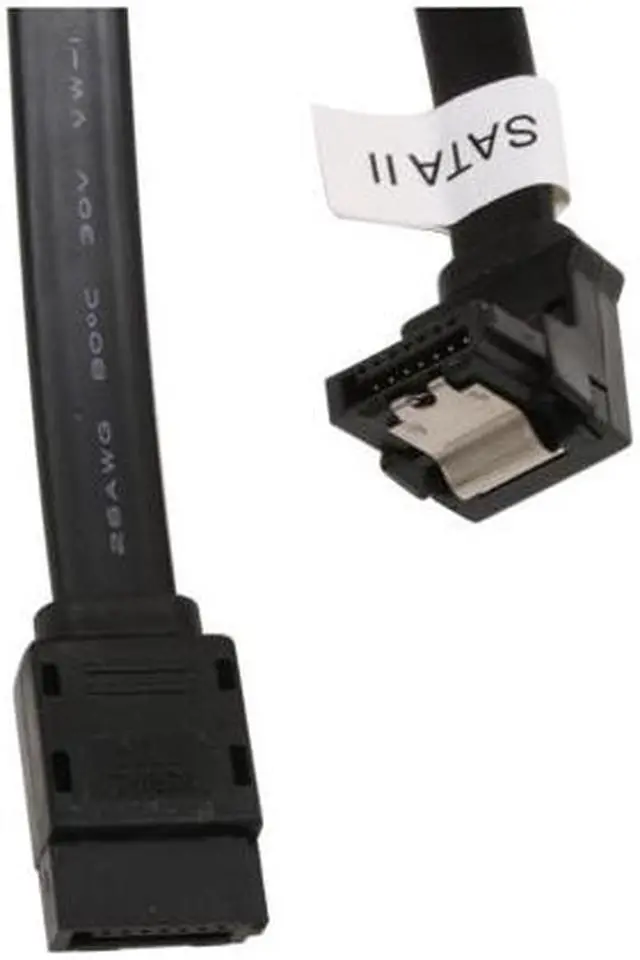 Main image of OKGEAR 18" SATA 6 Gbps Cable, Straight to Right Angle W/Metal Latch, Black, Backward Compatible with 3 Gbps and 1.5 Gbps