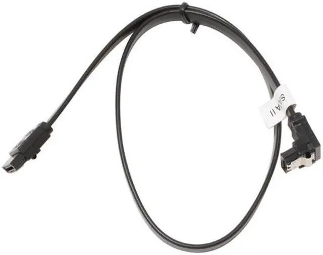 Alt view image 2 of 3 - OKGEAR 18" SATA 6 Gbps Cable, Straight to Right Angle W/Metal Latch, Black, Backward Compatible with 3 Gbps and 1.5 Gbps