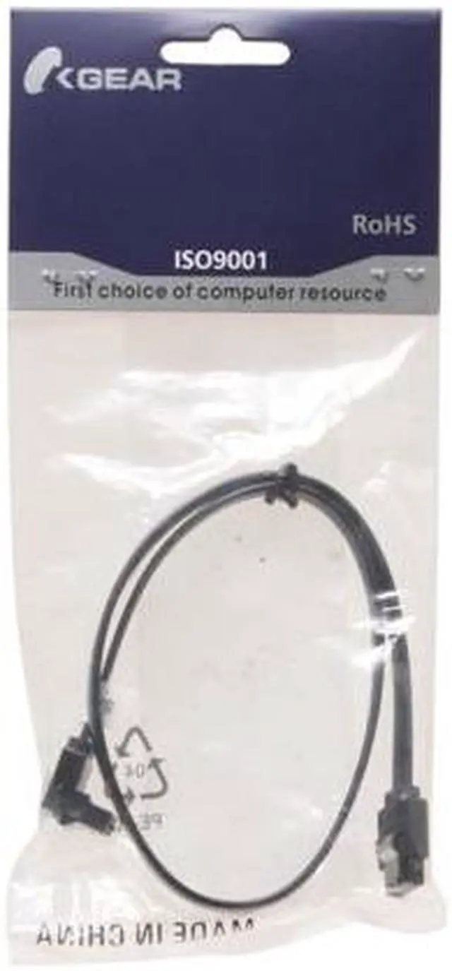 Alt view image 3 of 3 - OKGEAR 18" SATA 6 Gbps Cable, Straight to Right Angle W/Metal Latch, Black, Backward Compatible with 3 Gbps and 1.5 Gbps