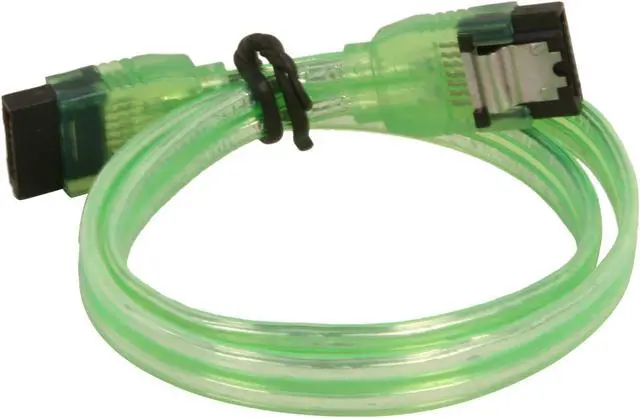 Alt view image 2 of 3 - OKGEAR 18" SATA 6 Gbps Cable, Straight to Straight W, Metal Latch, UV Green, Backward Compatible 3 Gbps and 1.5 Gbps