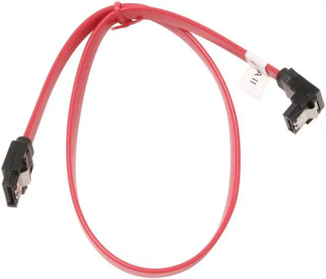 Alt view image 2 of 3 - OKGEAR 18" SATA 6 Gbps Cable, Straight to Right Angle W/Metal Latch, Red, Backward Compatible with 3 Gbps and 1.5 Gbps