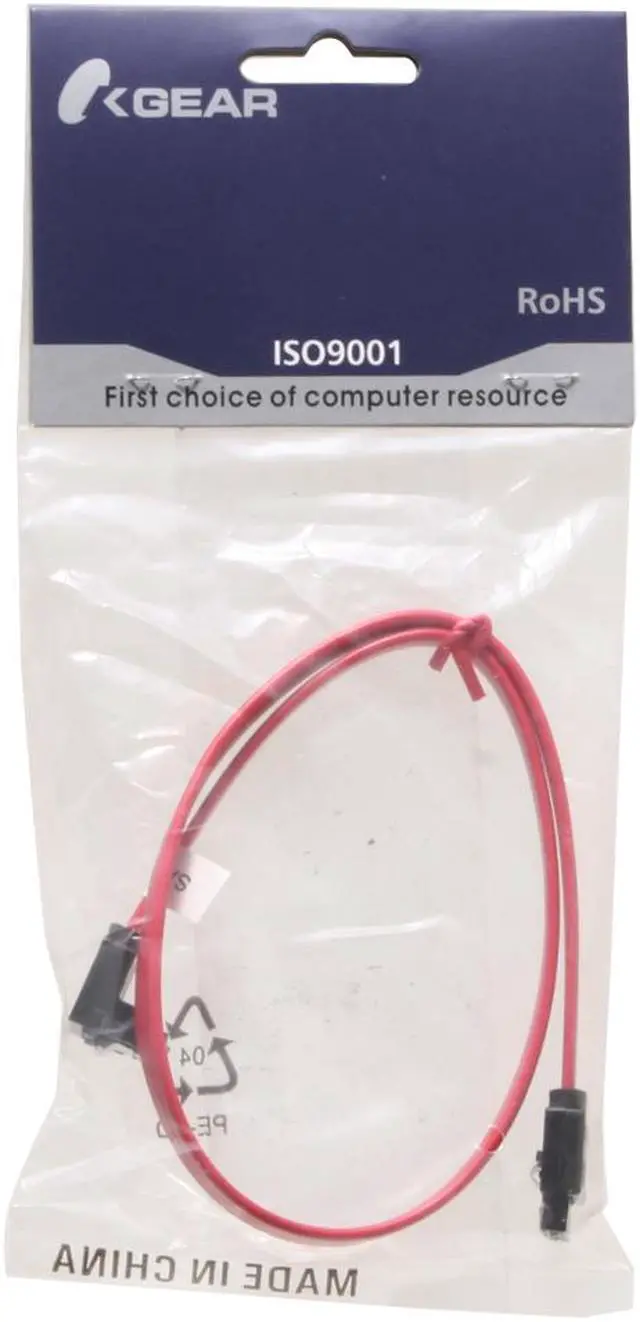 Alt view image 3 of 3 - OKGEAR 18" SATA 6 Gbps Cable, Straight to Right Angle W/Metal Latch, Red, Backward Compatible with 3 Gbps and 1.5 Gbps