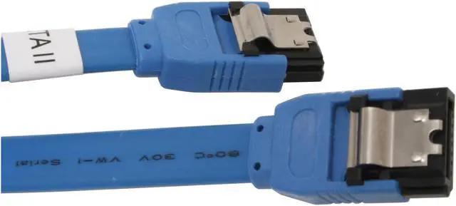 Main image of OKGEAR 18" SATA 6 Gbps Cable, Straight to Straight W/ Metal Latch, Blue, Backward Compatible 3 Gbps and 1.5Gbps