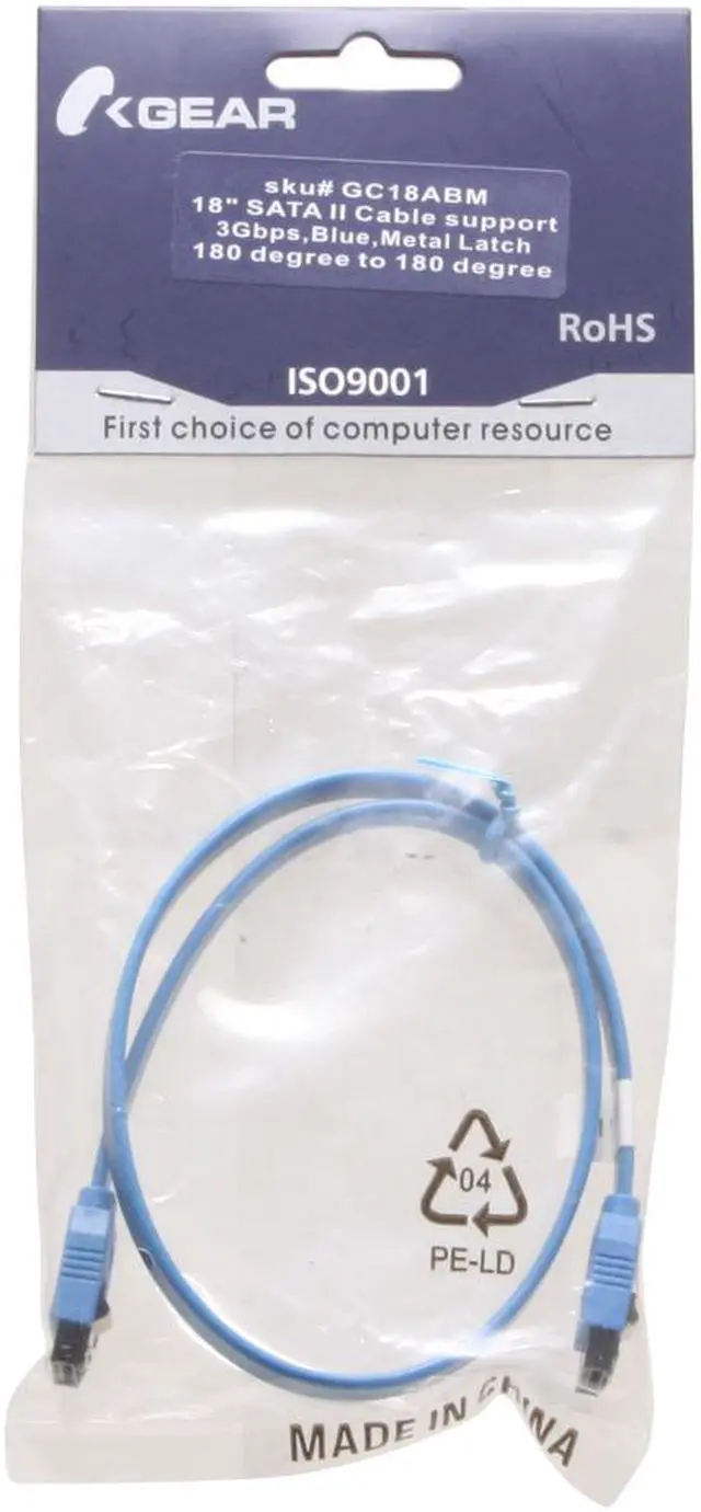 Alt view image 3 of 3 - OKGEAR 18" SATA 6 Gbps Cable, Straight to Straight W/ Metal Latch, Blue, Backward Compatible 3 Gbps and 1.5Gbps