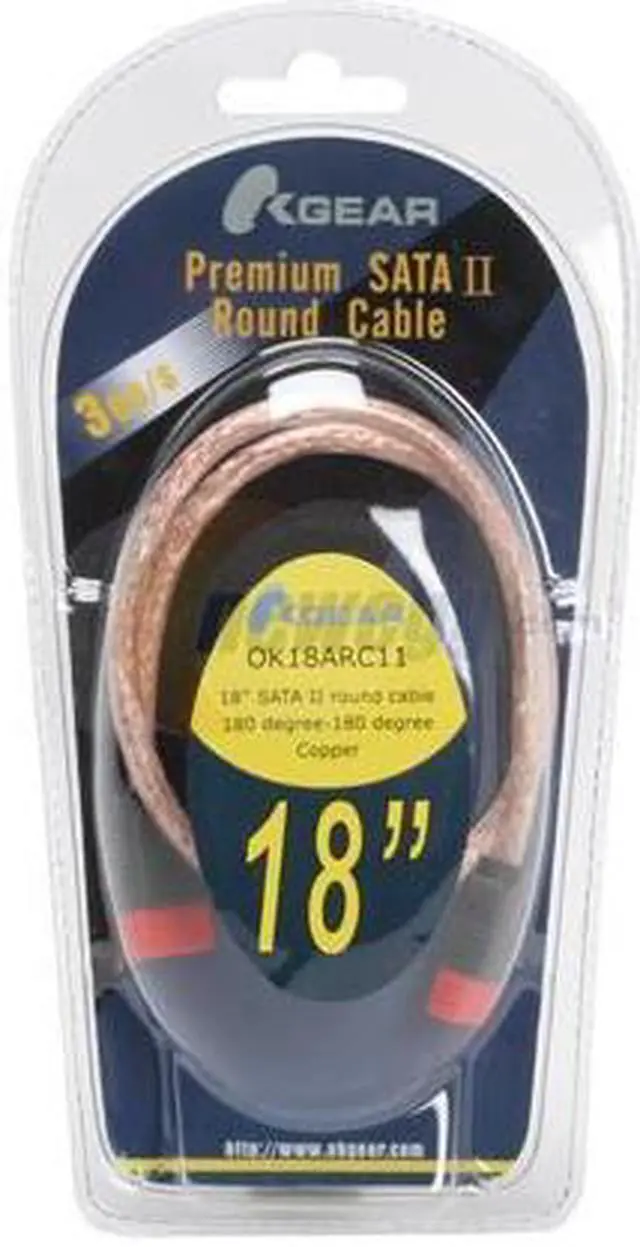 Main image of OKGEAR OK18ARC11 1.5 ft. SATA II Premium Round Cable, Support up to 3 GBS