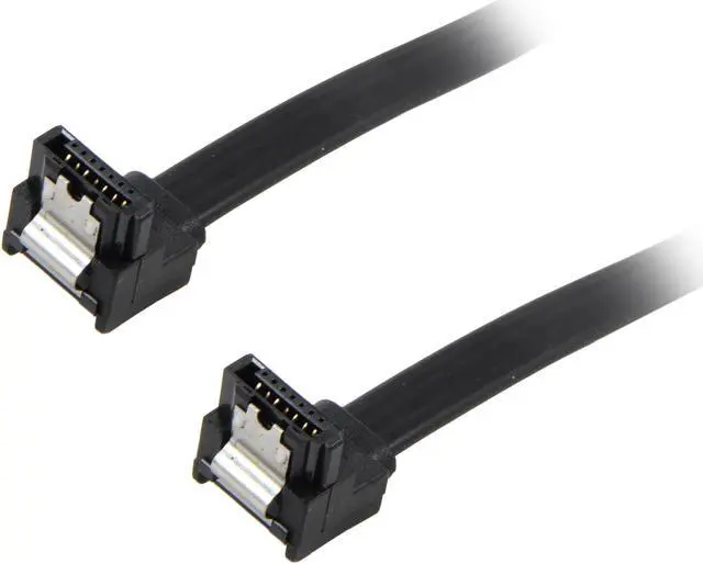 Main image of OKGEAR 10" SATA 6Gbps Cable, Right Angle to Right Angle W/ Metal Latch, Black, Backward Compatible 3 Gbps and 1.5 Gbps