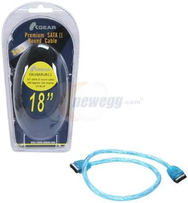 Alt view image 2 of 2 - OKGEAR 18" SATA 6 Gbps Round Cable W/ Metal Shield, Straight to Straight, UV Blue, Backward Compatible with 3 Gbps and 1.5 Gbps