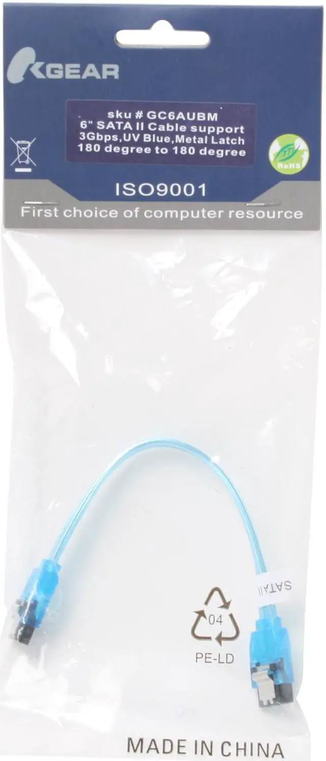 Alt view image 4 of 4 - OKGEAR 6" SATA 6 Gbps Cable, Straight to Straight W/ Metal Latch, UV Blue, Backward Compatible with 3 Gbps and 1.5 Gbps