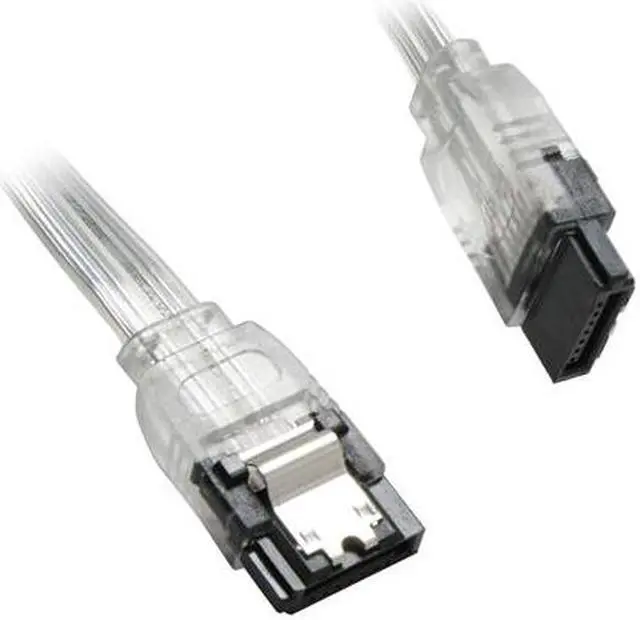 Main image of OKGEAR 6" SATA 6 Gbps Cable, Straight to Straight W / Metal Latch, Silver, Backward Compatible with 3 Gbps and 1.5 Gbps