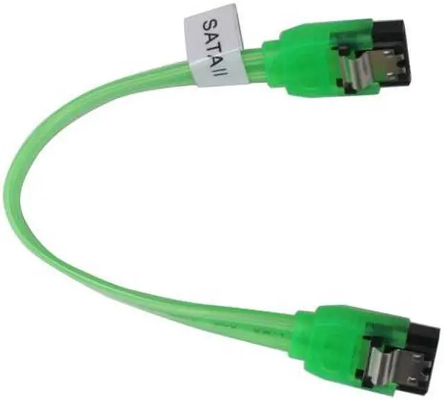 Main image of OKGEAR 6" SATA 6 Gbps Cable, Straight to Straight W/Metal Latch, UV Green, Backward Compatible with 3 Gbps and 1.5 Gbps