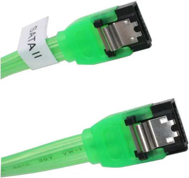 Alt view image 2 of 3 - OKGEAR 6" SATA 6 Gbps Cable, Straight to Straight W/Metal Latch, UV Green, Backward Compatible with 3 Gbps and 1.5 Gbps