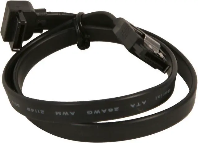 Alt view image 2 of 3 - OKGEAR 18" SATA 6 Gbps Cable, Straight to Left Angle with Metal Latch, Black, Backward Compatible 3 Gbps and 1.5 Gbps