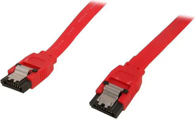 Main image of OKGEAR 24" SATA 6 Gbps Cable, Straight to Straight W/ Metal Latch,  Red, Backward Compatible 3 Gbps and 1.5 Gbps