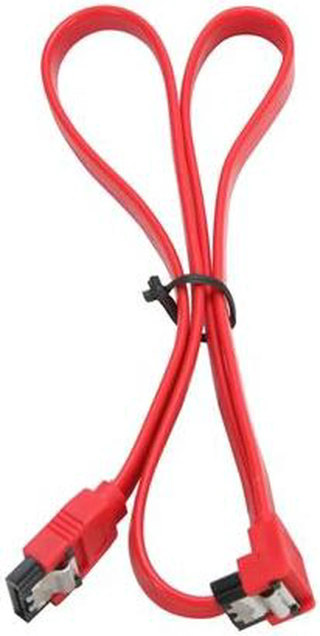 Alt view image 2 of 2 - OKGEAR 24" SATA 6 Gbps Cable, Straight to Right Angle W/ Metal Latch, Red, Backward Compatible 3 Gbps and 1.5 Gbps