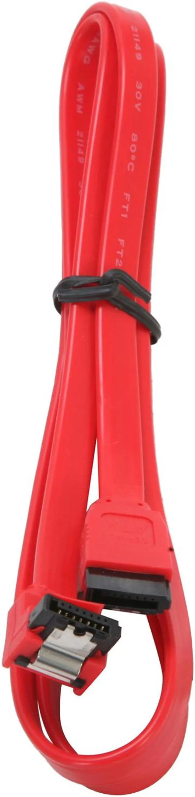 Alt view image 2 of 2 - OKGEAR 36" SATA 6 Gbps Cable, Straight to Right Angle W/Metal Latch, Red, Backward Compatible 3 Gbps and 1.5 Gbps