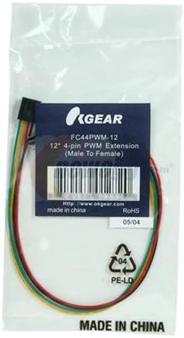 Alt view image 3 of 3 - OKGEAR FC44PWM-12 1 ft. 4pin PWM male to 4pin PWM female extension cable Male to Female