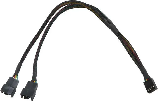 Main image of OKGEAR FC444PWM-12BKS 1 ft. 4pin PWM fan Y cable w/ black sleeved Female to Male
