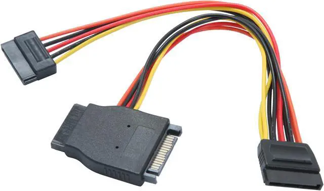Main image of OKGEAR AD-Y-SATA-0.2M 8 in. 8" SATA 15pin male to three SATA 15pin female cable Adapter Male to Female