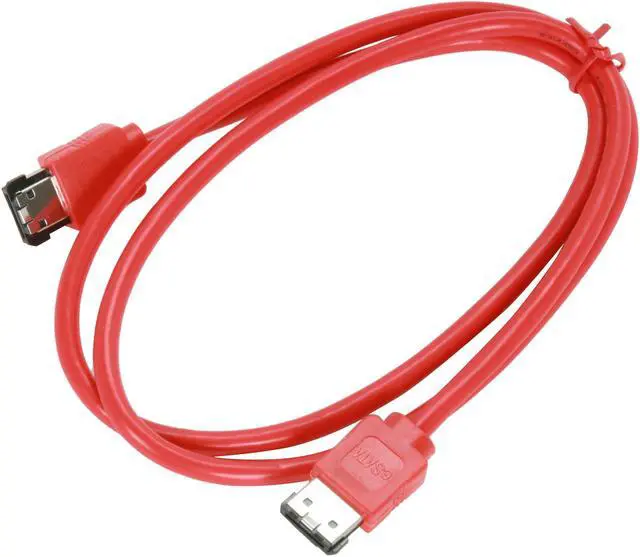 Alt view image 2 of 2 - OKGEAR 3 ft. External SATA 6Gbps Round Cable, Red, Backward Compatible with 3 Gbps and 1.5 Gbps
