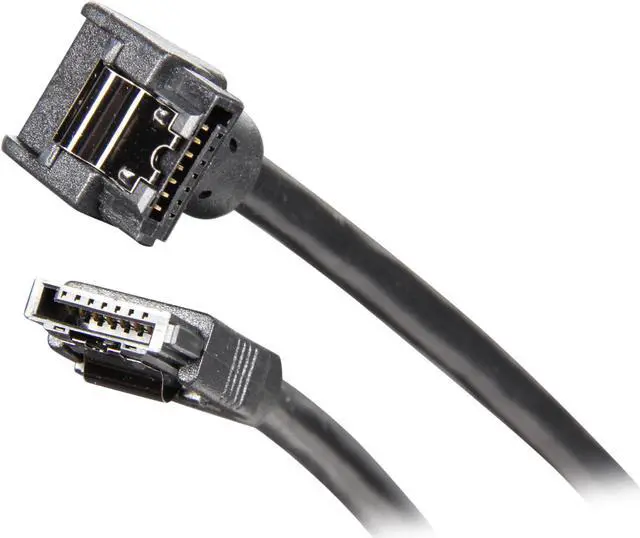 Main image of OKGEAR OK4380 2.29 ft. SATA 6Gbps round cable, straight to right angle, black color