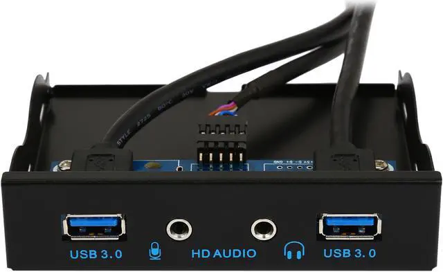 Alt view image 2 of 5 - Coboc 3.5FP-U3-20PSPL2A Dual Ports USB 3.0 to 20pin Header 3.5" Floppy Bay Internal Bracket Front Panel w/ HD audio & mic - 3.5"tray USB 3.0 20pin to 2 Ports Type A Female