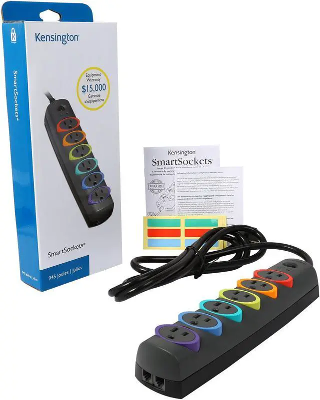 Alt view image 6 of 6 - Kensington K62147NA 7 Feet 6 Outlets 945 Joules Standard Surge Protector