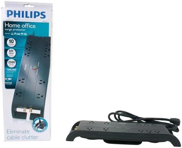 Alt view image 4 of 4 - PHILIPS SPP4105A/17 6ft 10 Outlets 2500 j Surge Suppressor