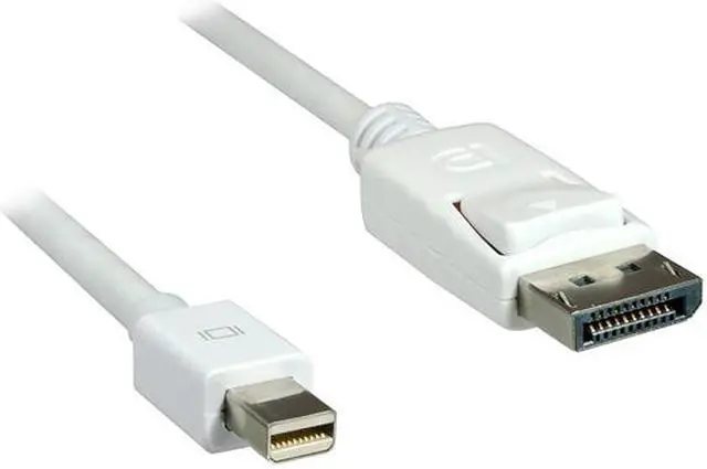 Alt view image 2 of 3 - Unirise 10 ft. White Mini DisplayPort Male to Standard DisplayPort Male 10ft Mini Displayport to Displayport Cable Male to Male