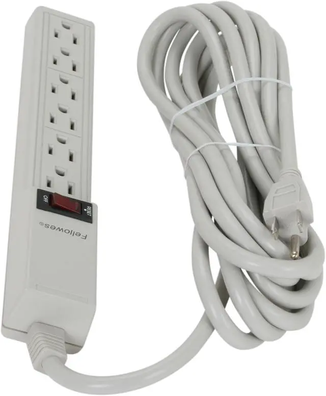Alt view image 3 of 5 - Fellowes 99026 6 Outlets Power Strip 15 ft. Cord Length