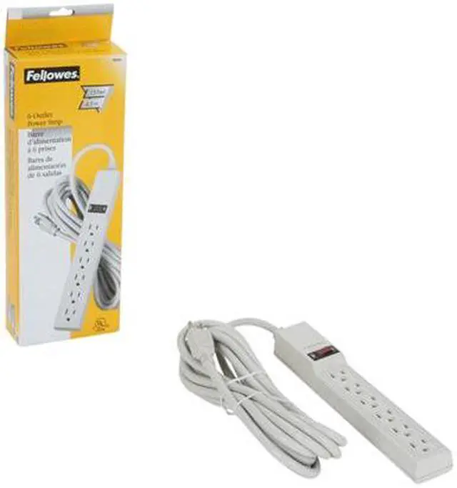 Alt view image 5 of 5 - Fellowes 99026 6 Outlets Power Strip 15 ft. Cord Length