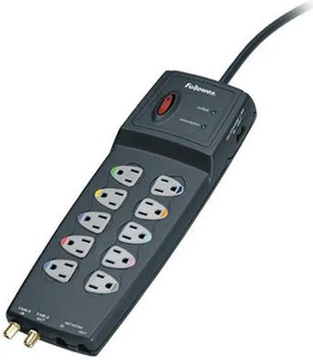 Alt view image 2 of 2 - Fellowes 99115 10' 10 Outlets 3300 Joules Power Guard Surge Protector