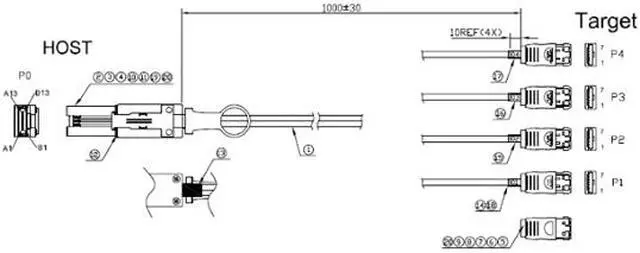 Alt view image 2 of 2 - iStarUSA K-SF88XES-1M 3.28 ft. miniSAS SFF-8088 to 4x eSATA 1 meter Cable