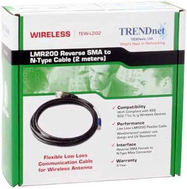 Alt view image 2 of 3 - TRENDnet TEW-L202 6.5 ft. LMR200 Reverse SMA to N-Type Cable