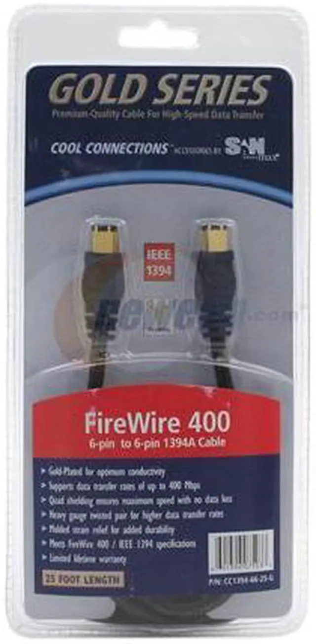 Main image of SanMax CC1394-66-25-G 25 ft. 6-pin to 6-pin 1394A Cable