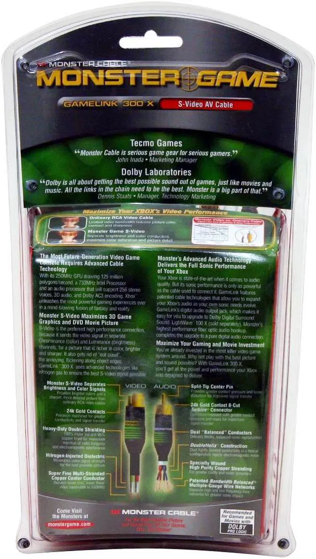 Alt view image 2 of 2 - MONSTER GameLink 300 X 10 Foot S-Video A/V Cable