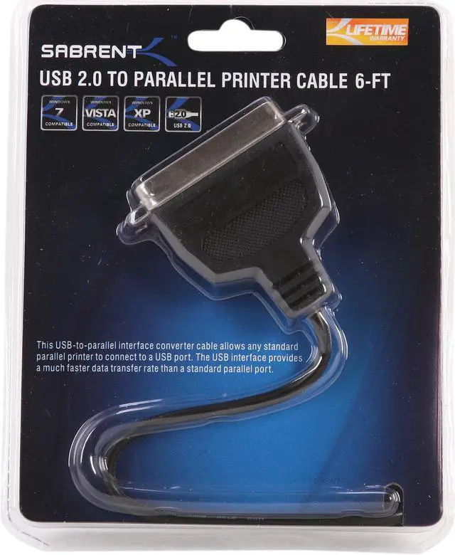 Alt view image 3 of 3 - Sabrent USB 2.0 to Printer Converter Cable Printer Cable [CN36M] (SBT-UPPC)