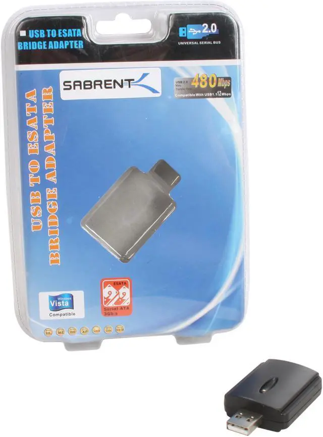 Alt view image 3 of 3 - SABRENT USB-ESATA USB 2.0 to eSATA Bridge Adapter. (Connects eSATA devices to USB port)