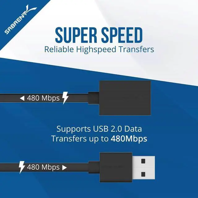 Alt view image 6 of 6 - SABRENT CB-USBXT Transparent USB 2.0 Active Extension Cable Type A Male to Type A Female