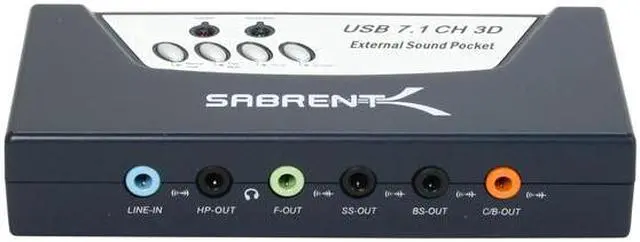 Alt view image 2 of 4 - SABRENT USB-SND8 8-Channel 3D USB 2.0 External 7.1 Surround Sound Box w/Digital Output