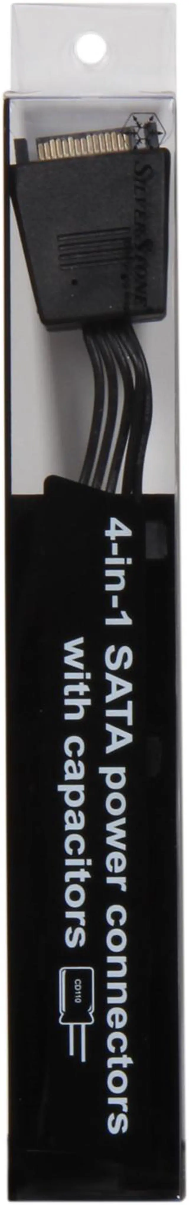 Alt view image 3 of 3 - Silverstone CP06 2.36 in. / 1.69 in. / 1.69 in. / 1.69 in.  Four-in-one SATA Power Connectors with Power Stabilizing Capacitors