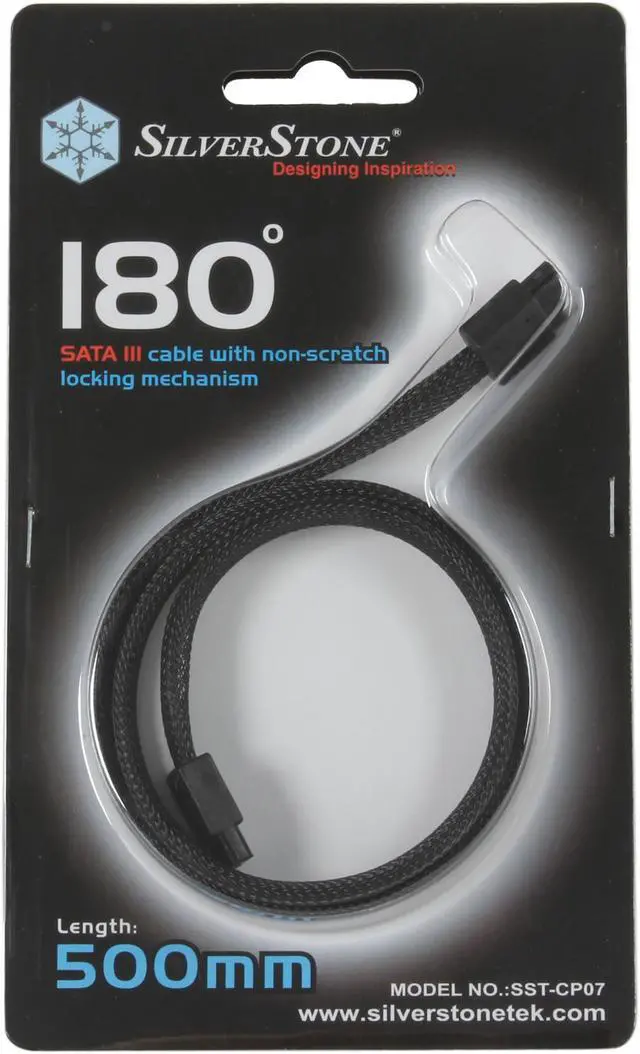 Alt view image 3 of 3 - SilverStone 180 Degree SATA III with Locking Mechanism, Black (RL-CP07)