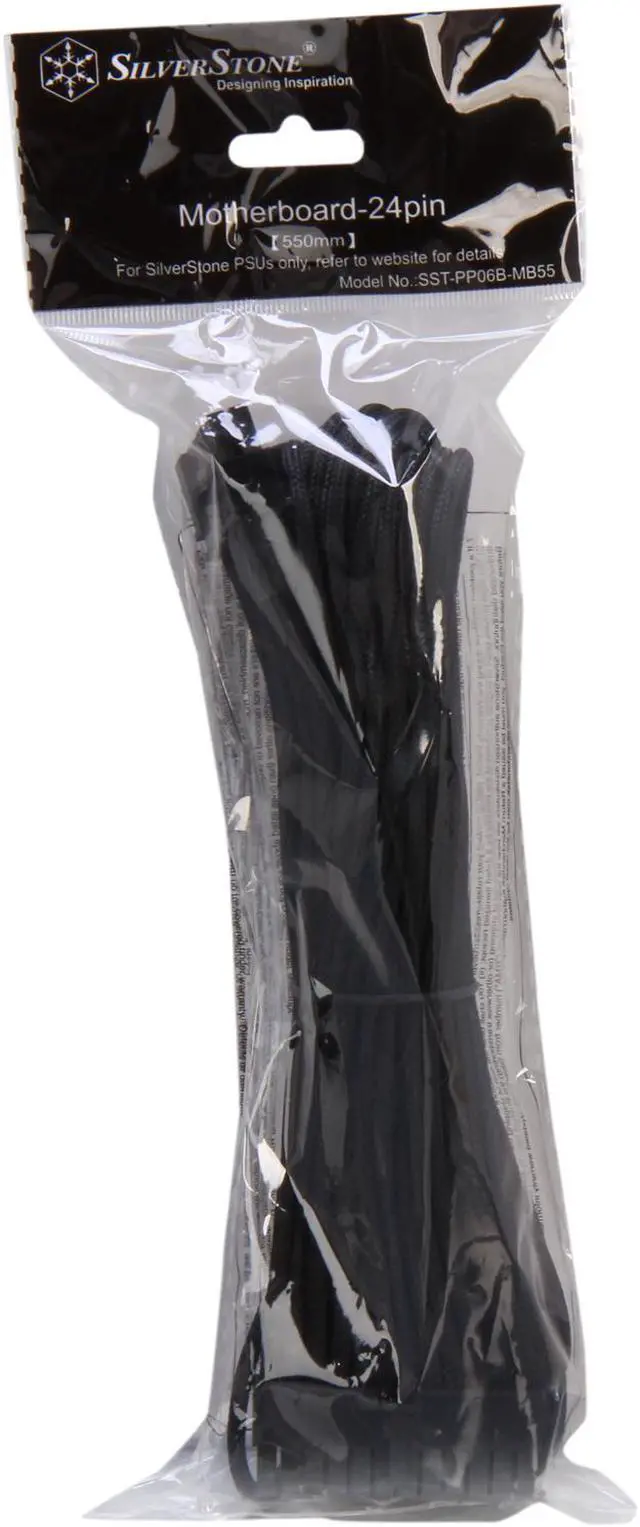 Alt view image 3 of 3 - Silverstone PP06B-MB55 1.8 ft. Sleeved Motherboard 24pin Cable