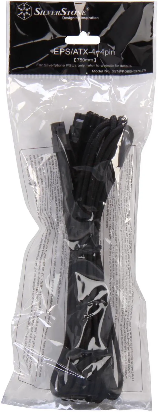 Alt view image 3 of 3 - Silverstone PP06B-EPS75 2.46 ft. (0.75m) Sleeved EPS/ATX12V 8pin Cable