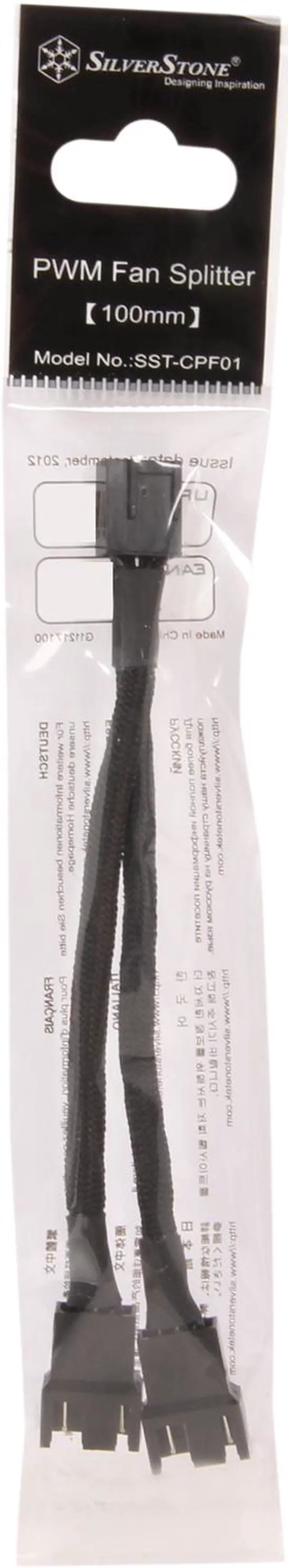 Alt view image 3 of 3 - SilverStone All Black Sleeved 1-to-2 Sleeved PWM Fan Splitter Cable (CPF01)