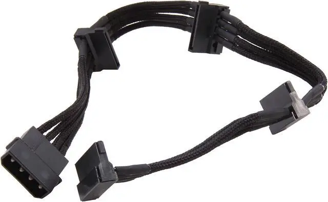 Main image of Silverstone PP07-BTSB Sleeved Extension Power Supply Cable with 1 x 4pin to 4 x SATA Connectors