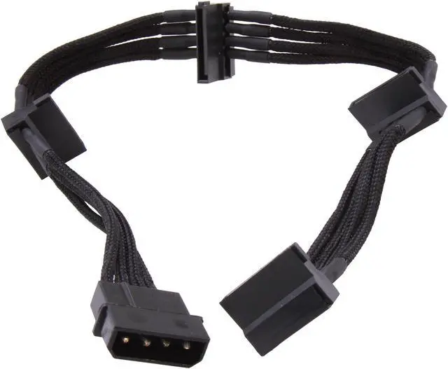 Alt view image 2 of 3 - Silverstone PP07-BTSB Sleeved Extension Power Supply Cable with 1 x 4pin to 4 x SATA Connectors