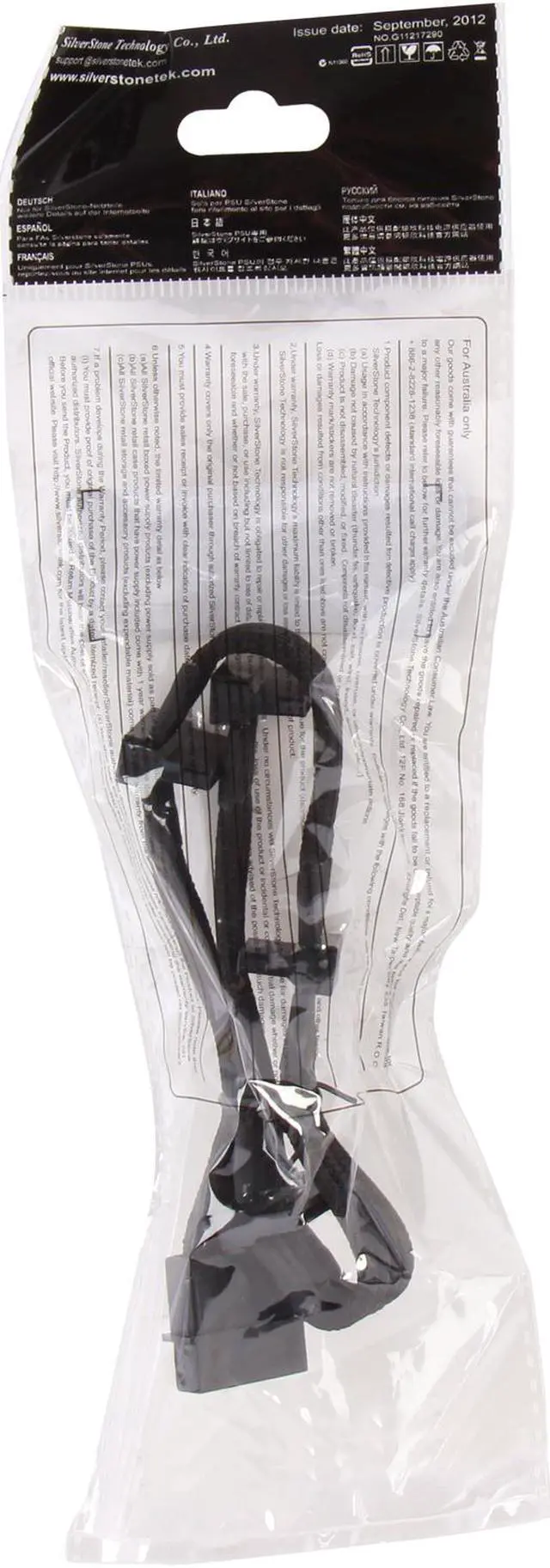 Alt view image 3 of 3 - Silverstone PP07-BTSB Sleeved Extension Power Supply Cable with 1 x 4pin to 4 x SATA Connectors