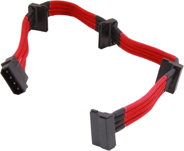 Main image of Silverstone PP07-BTSR Sleeved Extension Power Supply Cable with 1 x 4pin to 4 x SATA Connectors