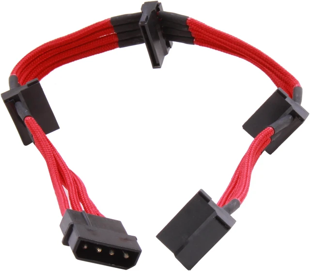 Alt view image 2 of 3 - Silverstone PP07-BTSR Sleeved Extension Power Supply Cable with 1 x 4pin to 4 x SATA Connectors